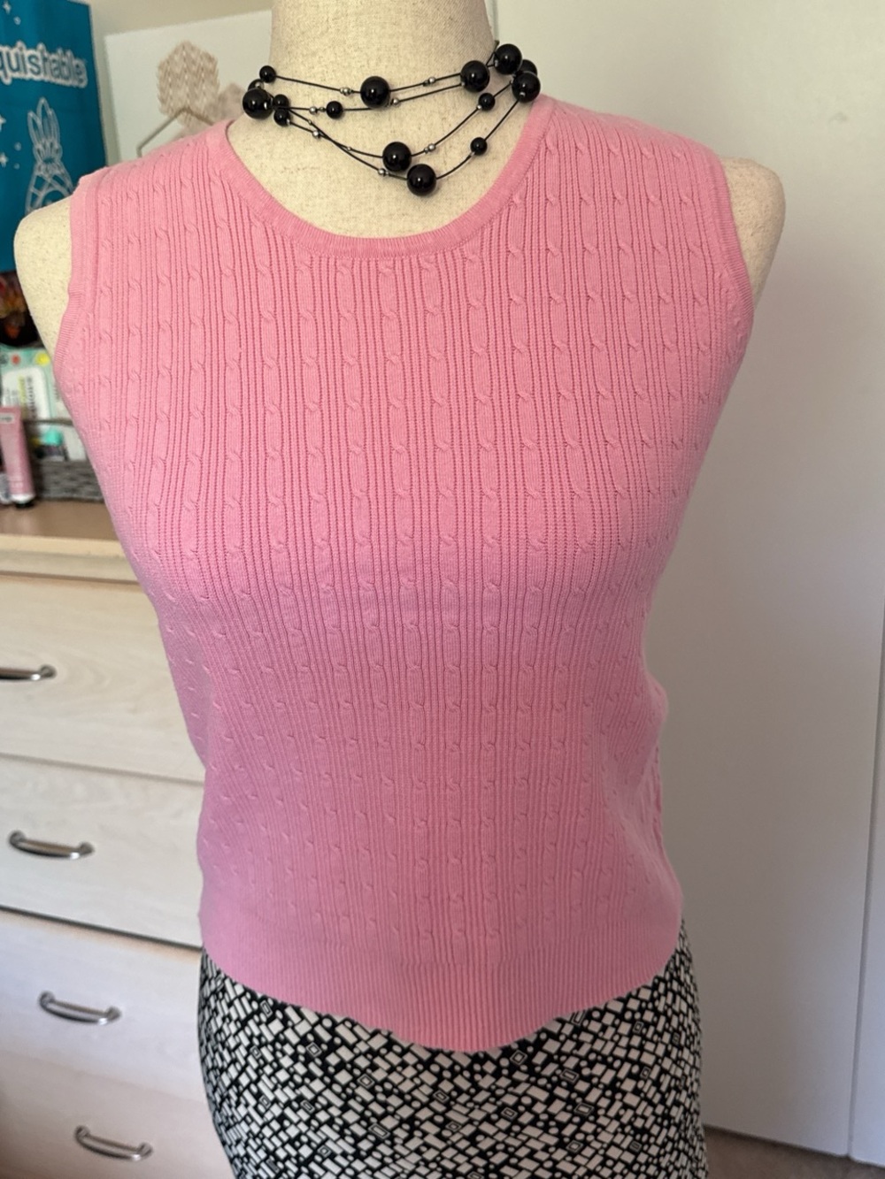 Joseph A. Vintage Pink Cable Knit Sleeveless Top
